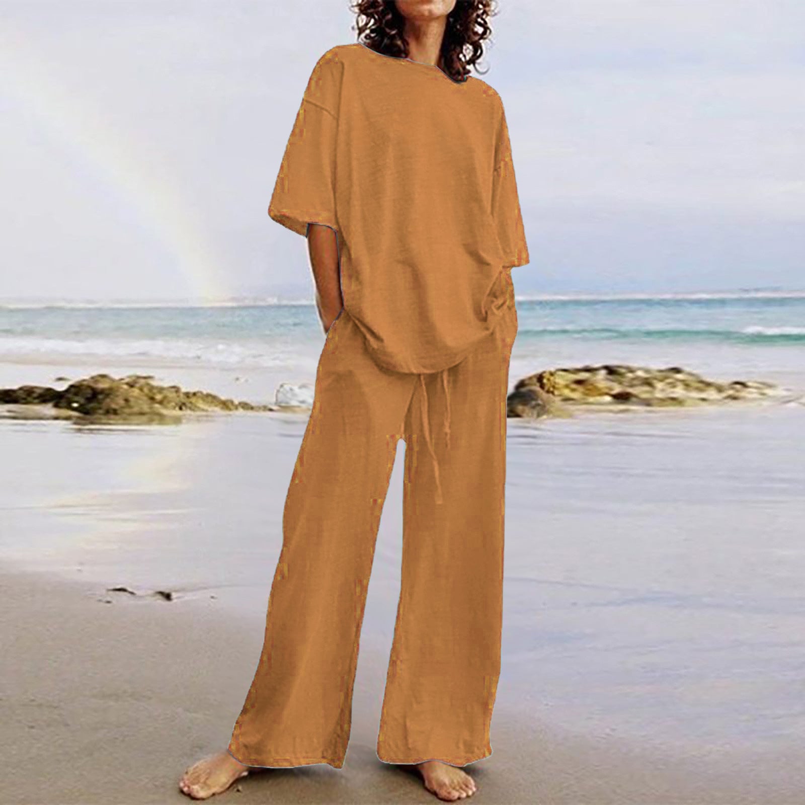 Women's Casual Two-Piece Set with Belt