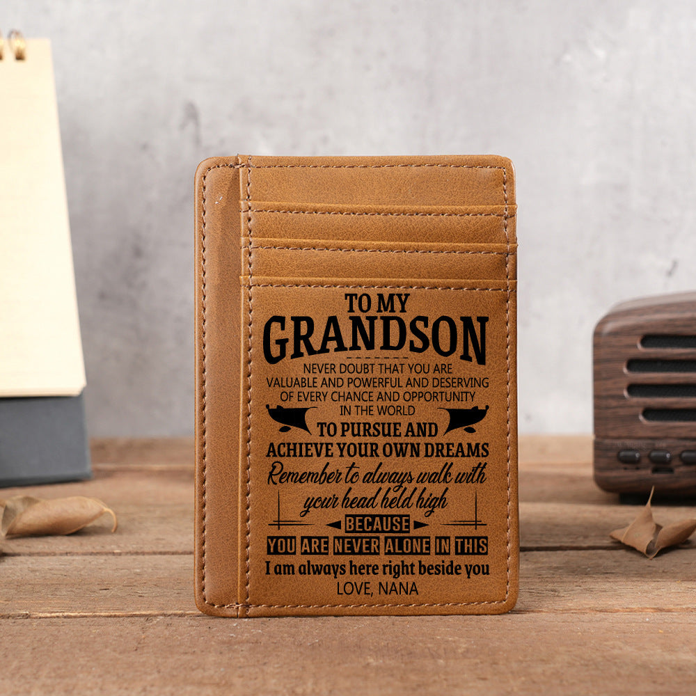 Ultra Thin Laser Engraved PU Leather Card Holder Wallet