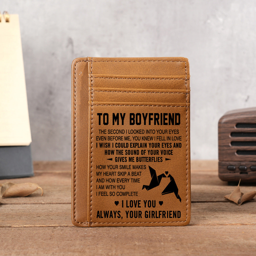 Ultra Thin Laser Engraved PU Leather Card Holder Wallet