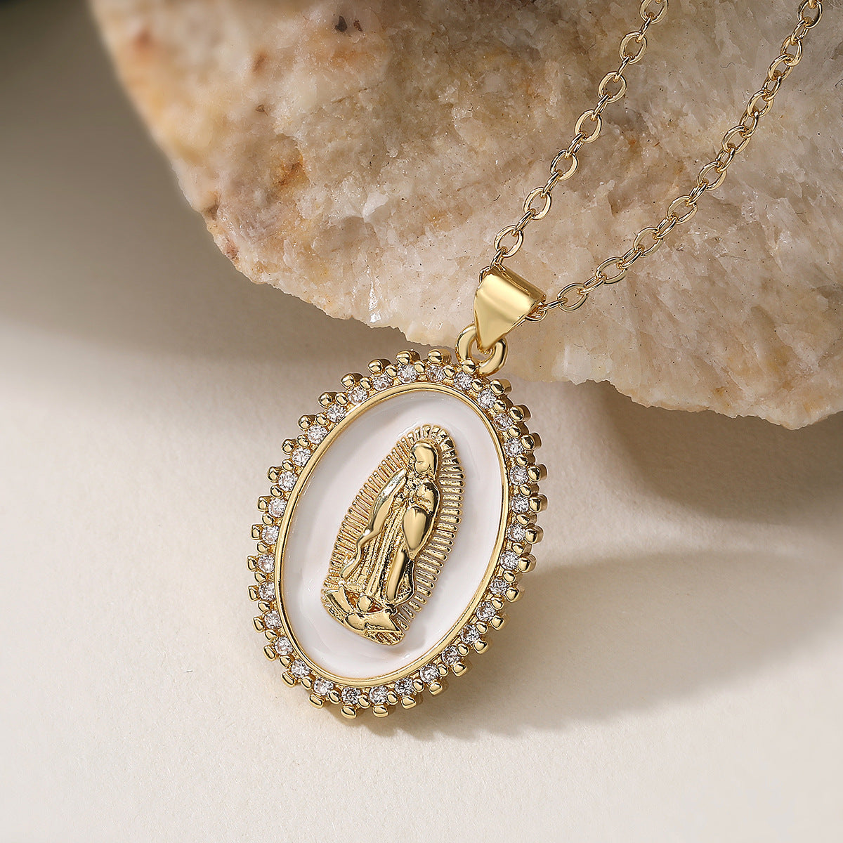 Geometric Zirconia Pendant Necklace