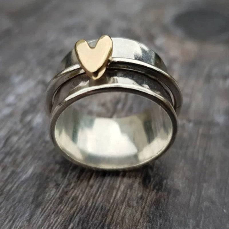 Geometric Heart Rotatable Copper Ring