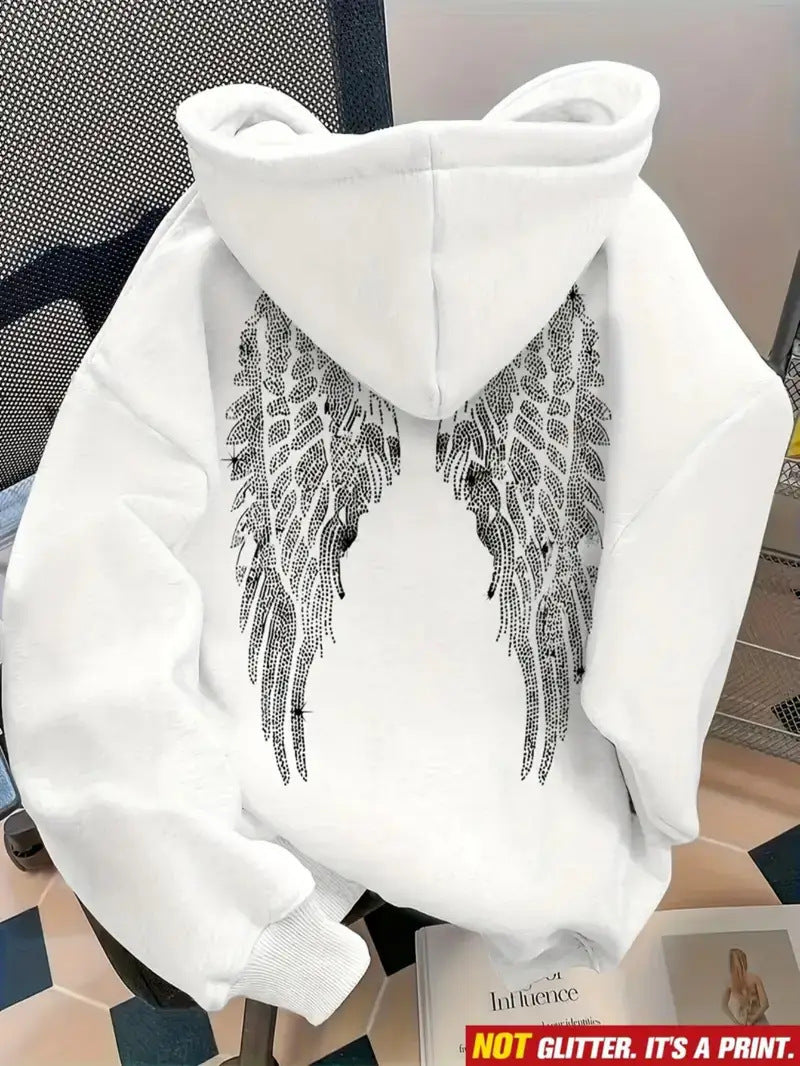 Women's long-sleeved printed hooded sweatshirt