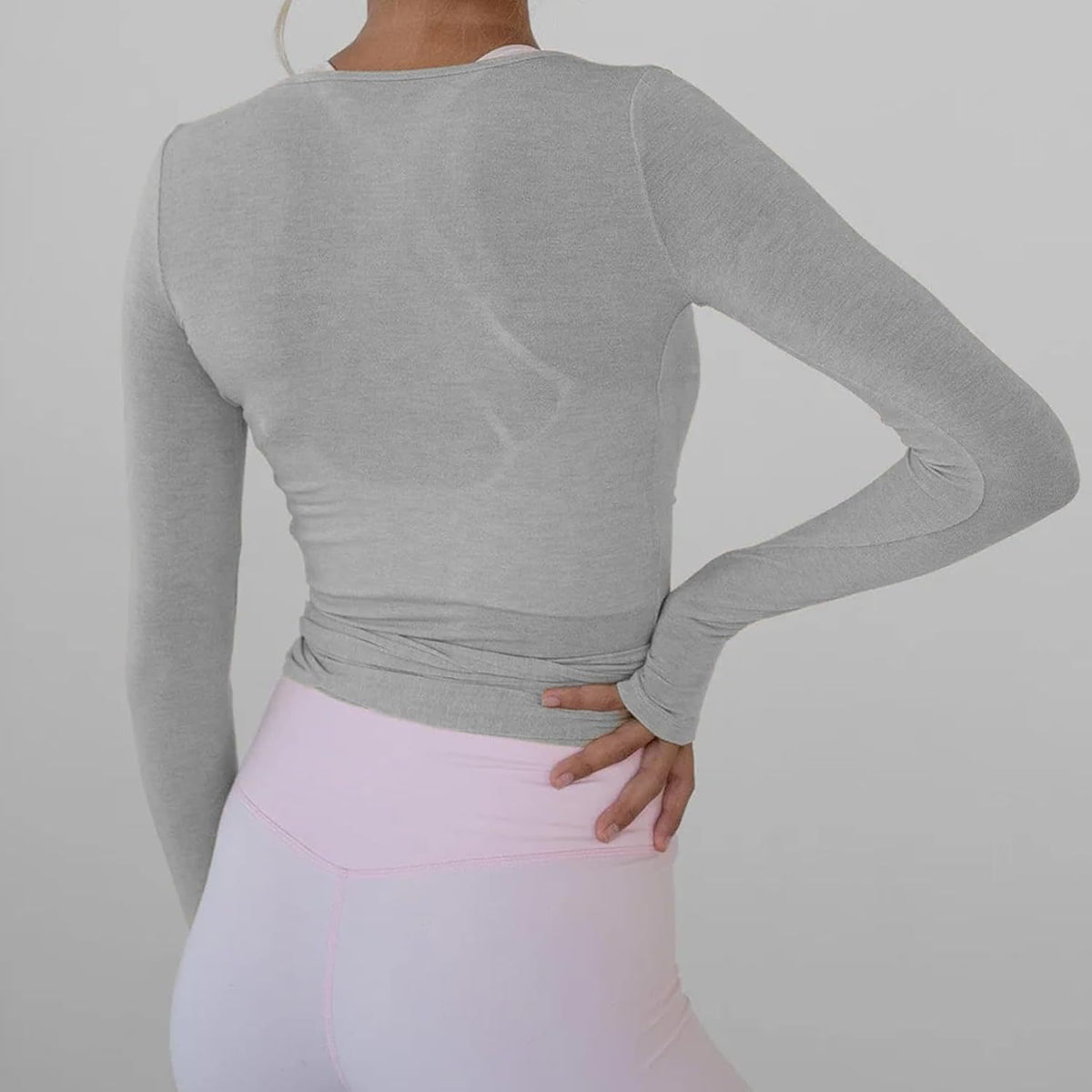 Women's Wrap Lace-Up Top Y2K Long Sleeve Ballet Workout Yoga Shirt