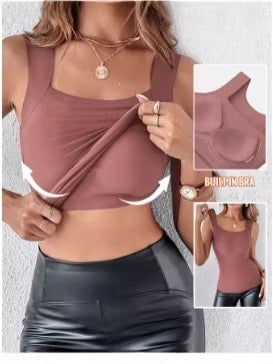 Womens Solid U-Neck Sleeveless Tank Top
