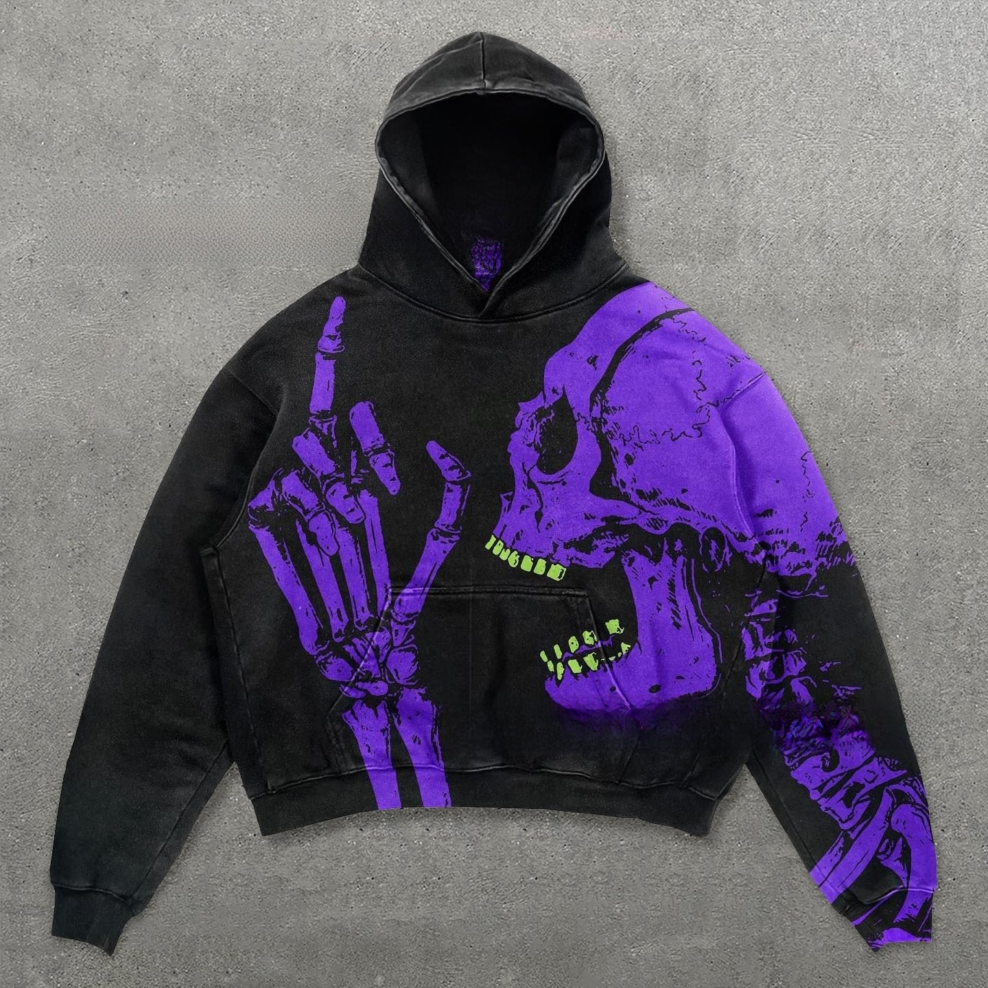 Unisex Skull Print Hooded Sweatshirt