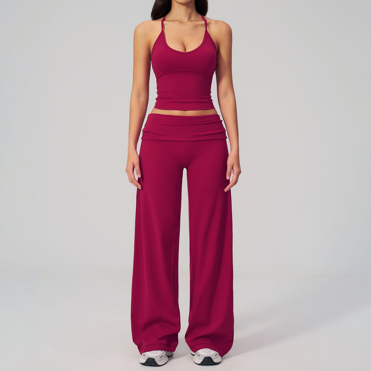 Women's Racerback Yoga Set with Wide-Leg Pants