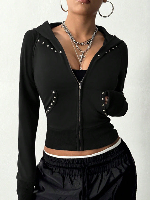 Beaded Hooded Womens Cardigan