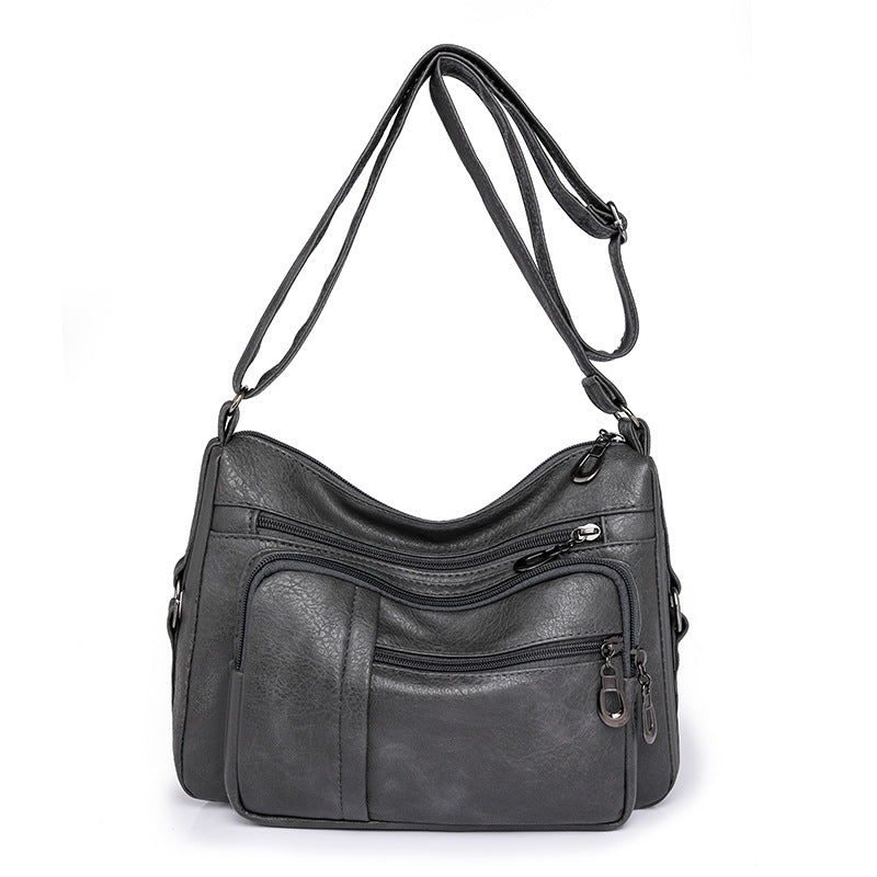 Women's Large Capacity Soft Leather Shoulder Crossbody Bag for Daily Use