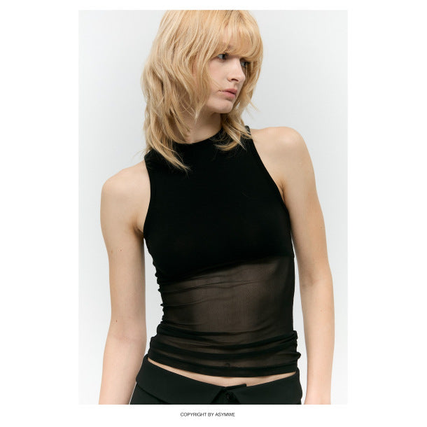 Women's Mesh Patchwork Slim-Fit Tank Top