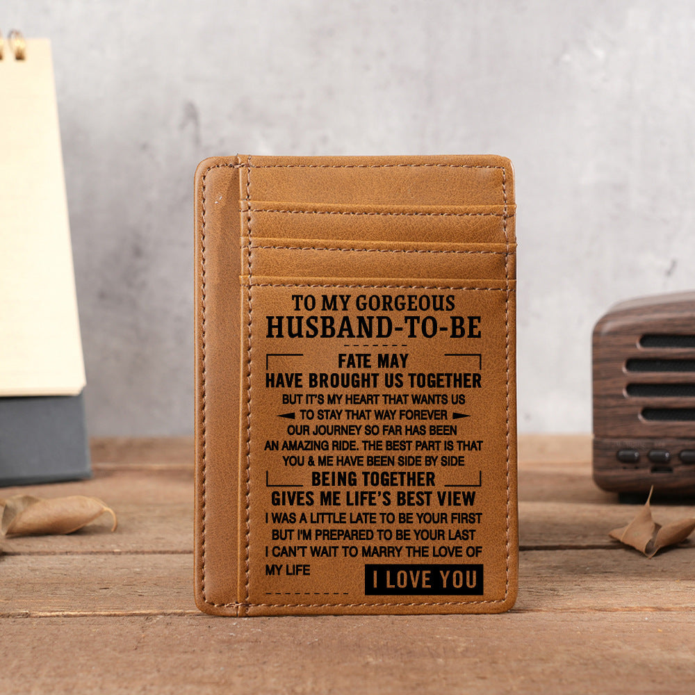 Ultra Thin Laser Engraved PU Leather Card Holder Wallet
