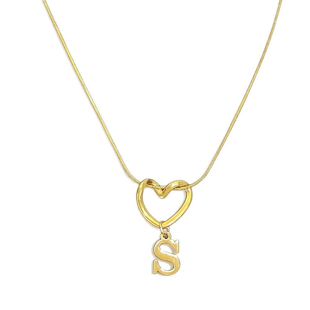 Fashion Alphabet Heart Pendant Necklace
