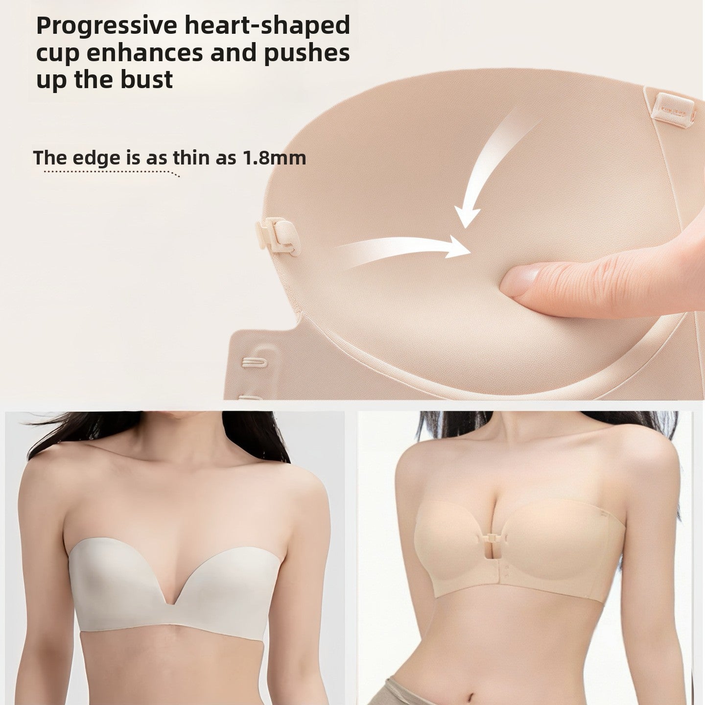 Strapless Front Clasp Push Up Bra