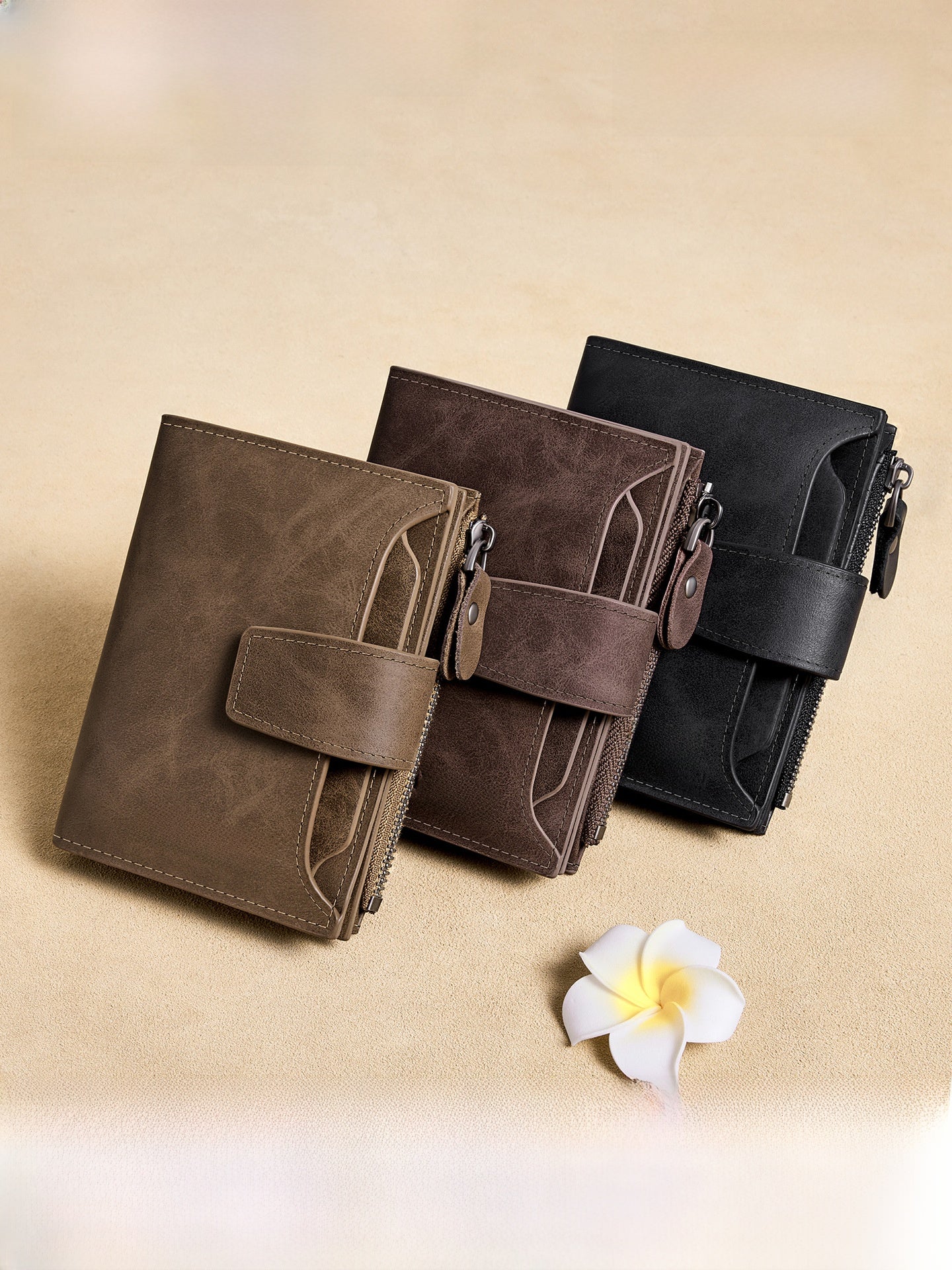 Mens Detachable Short Genuine Leather Wallet