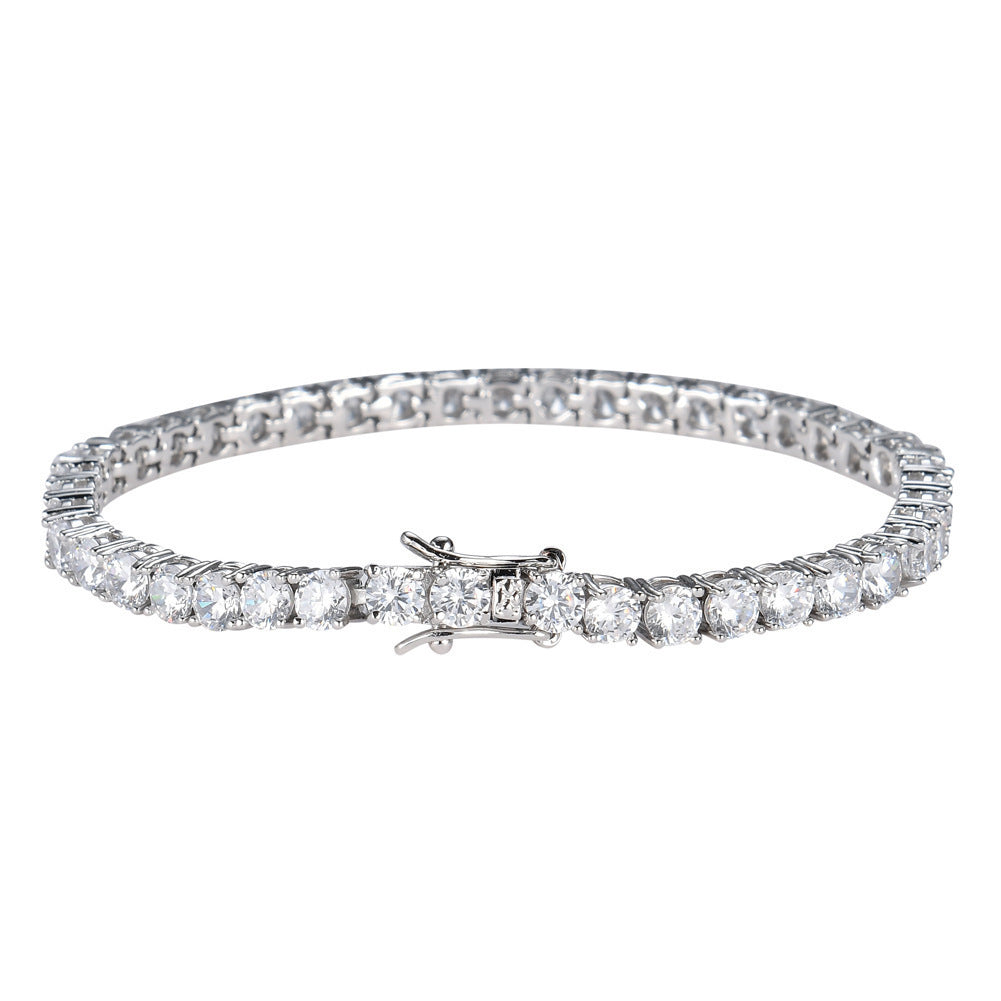 Hip Hop Tennis Chain 4mm Cubic Zirconia Full Diamond Bracelet Fashion Unisex Jewelry