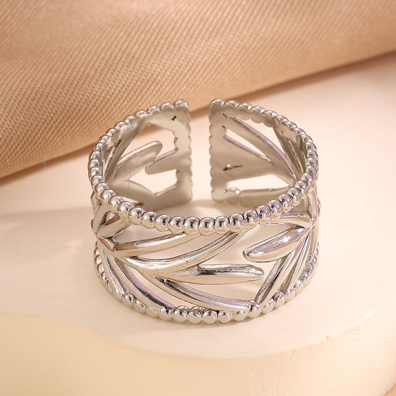 Adjustable Stainless Steel Opening Ring with Celestial Designs