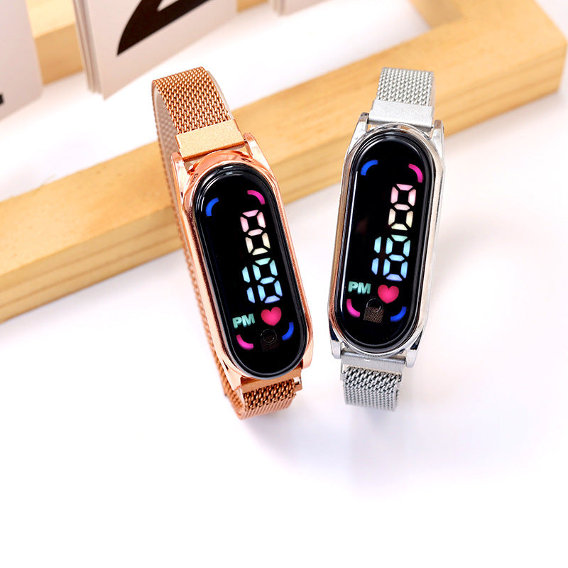 LED Electronic Watch with Color Lights and Magnetic Strap