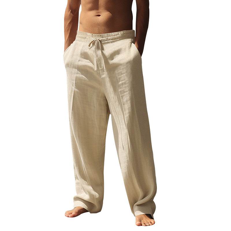 Men's Linen Casual Straight-Leg Wide Pants
