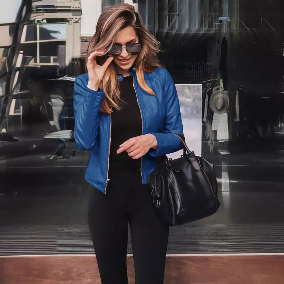 Fashionable leather jackets for women in autumn and winter