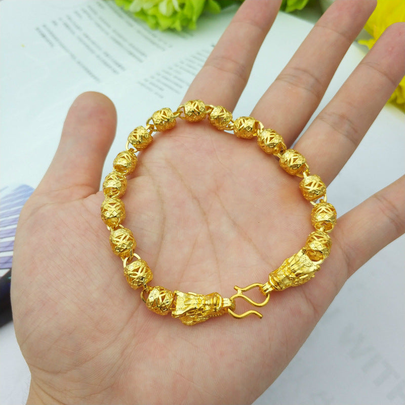 Vintage Dragon Head Gold Bracelet Unisex Hollow Design