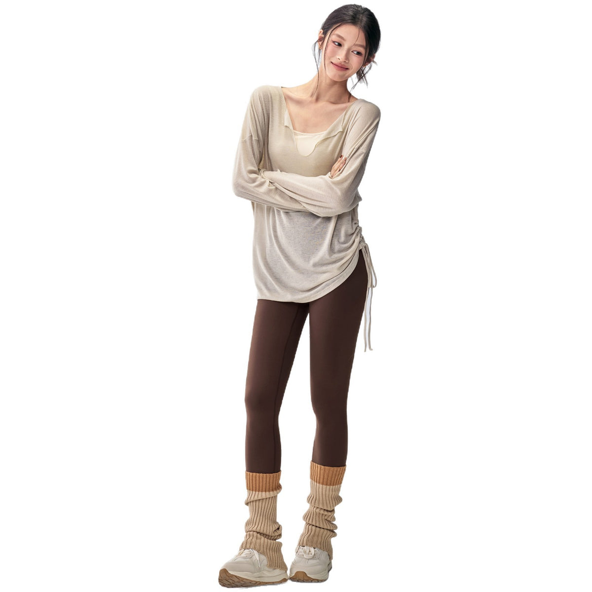 Womens Loose Fit Yoga Long Sleeve Top