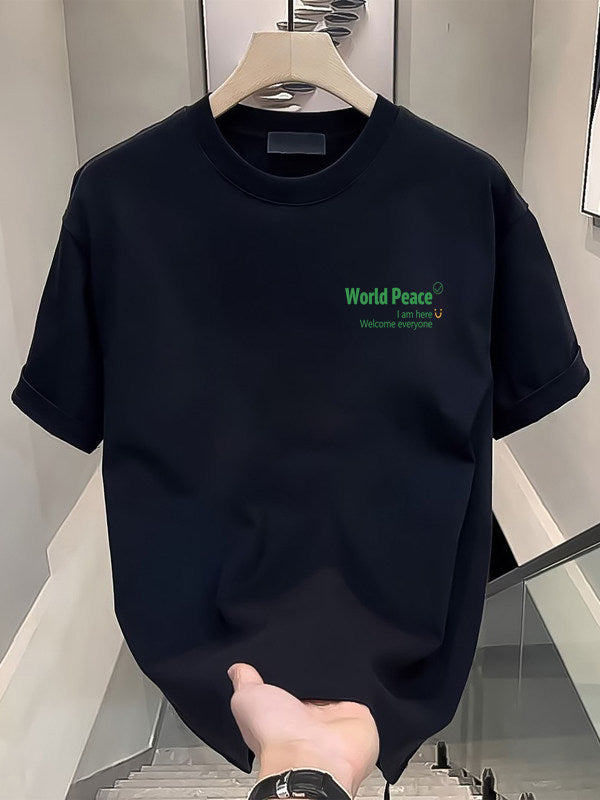 Mens Cotton Short Sleeve Tshirt Loose Fit Printed Tops