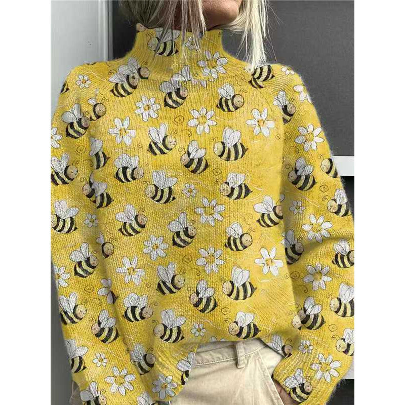 Print Women's High-Neck Faux Sweater