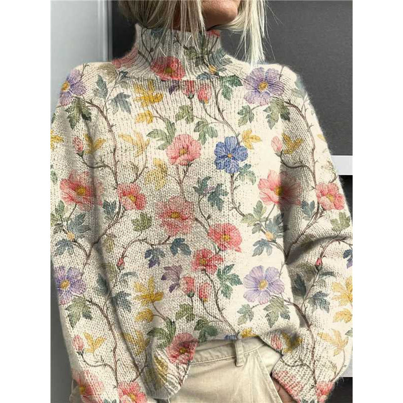 Print Women's High-Neck Faux Sweater