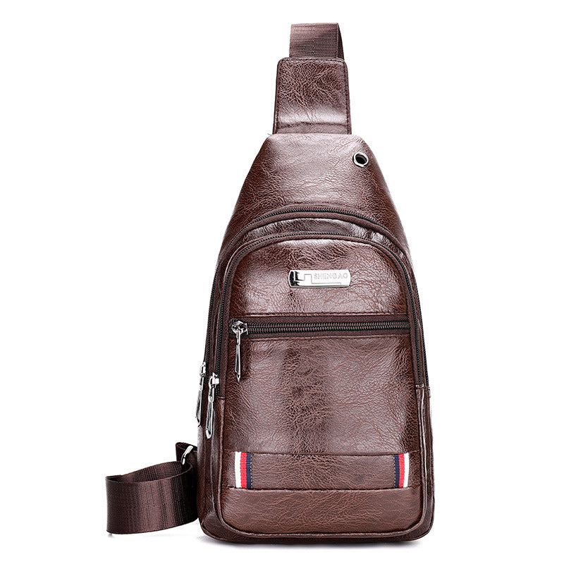 Mens PU Leather Crossbody Chest Bag