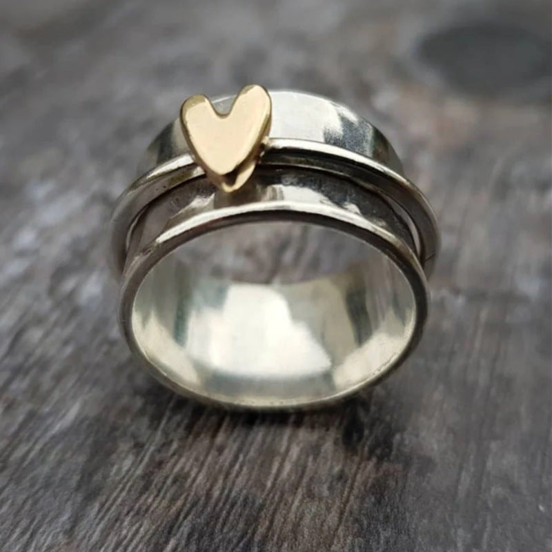 Geometric Heart Rotatable Copper Ring