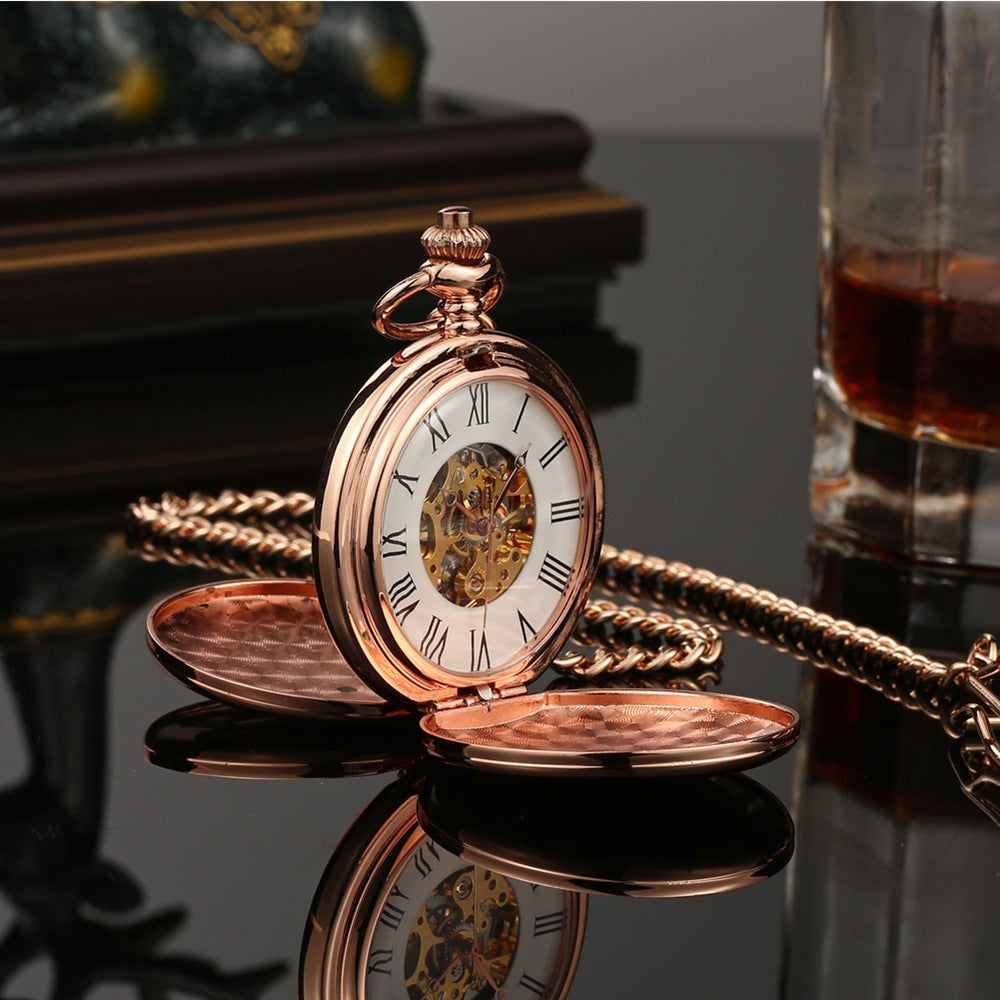 Double-opening two-sided mechanical pocket watch