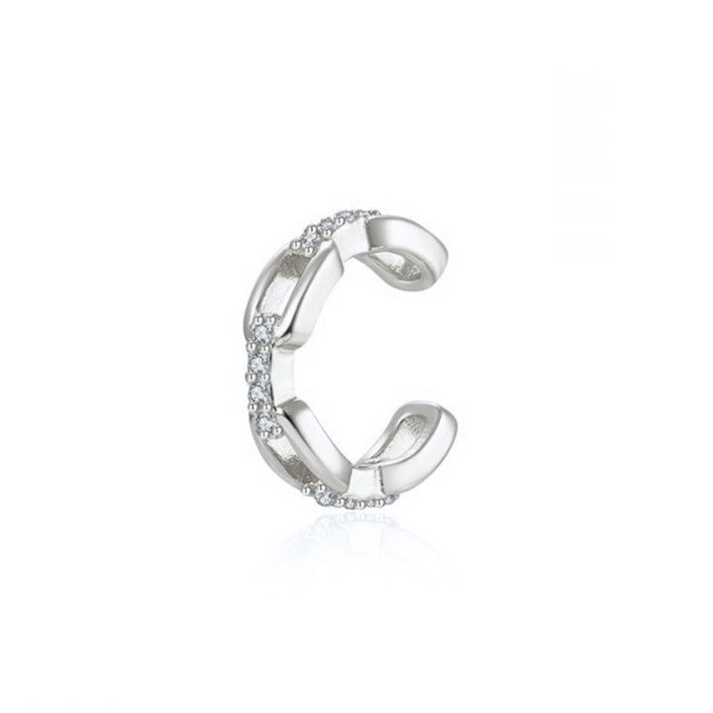 Light Luxury Zircon Inlaid 18K Gold Copper Ear Clip for Unisex