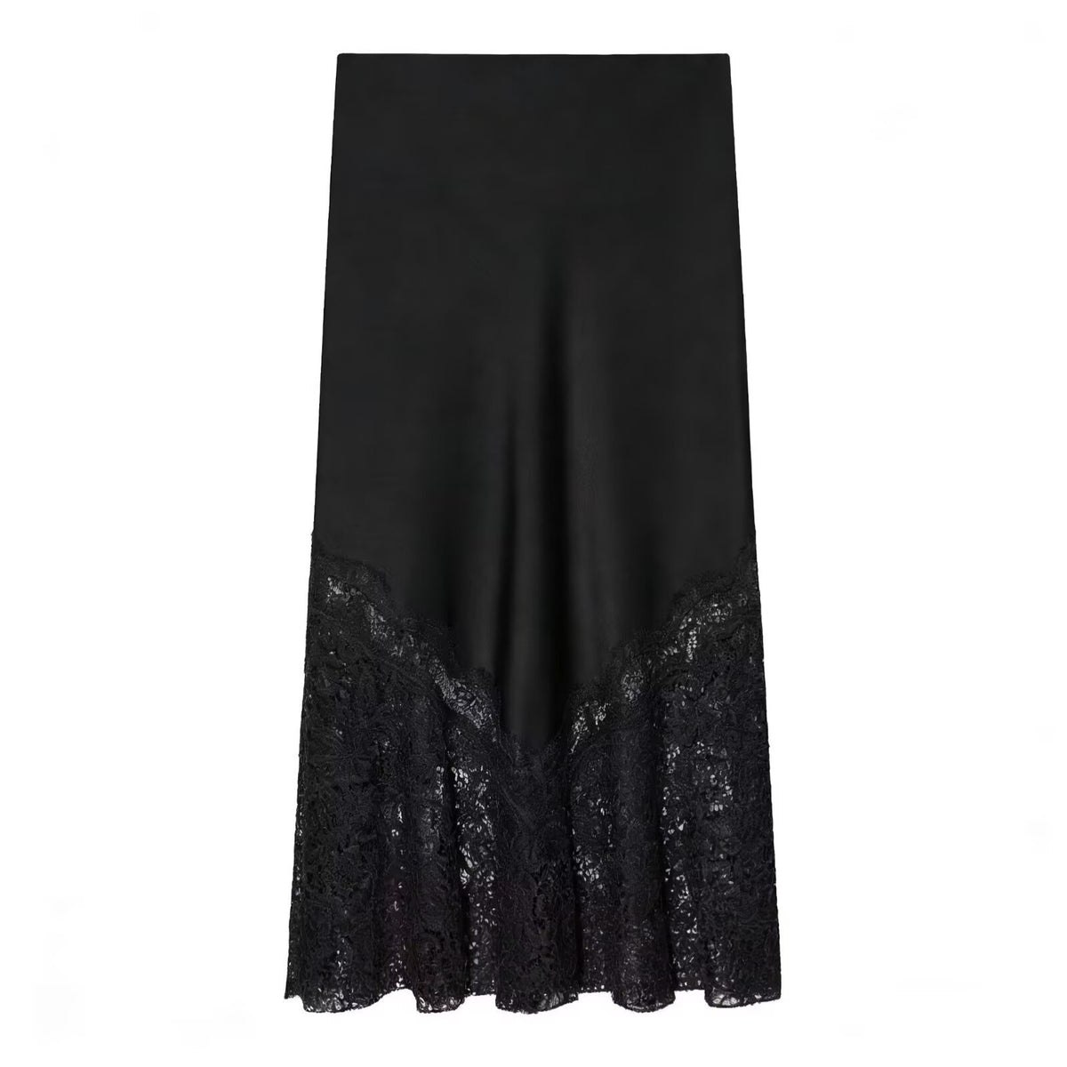 Lace Detail Satin Skirt