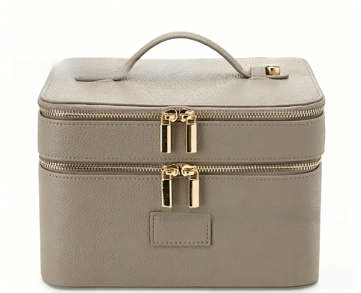 Double Layer PU Leather Makeup Bag