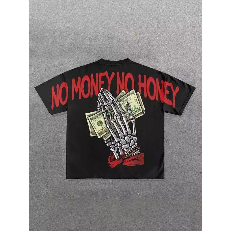 Oversized Skull Print Cotton T-Shirt