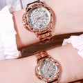 Gedi Diamond Dial Steel Band Couple Watches