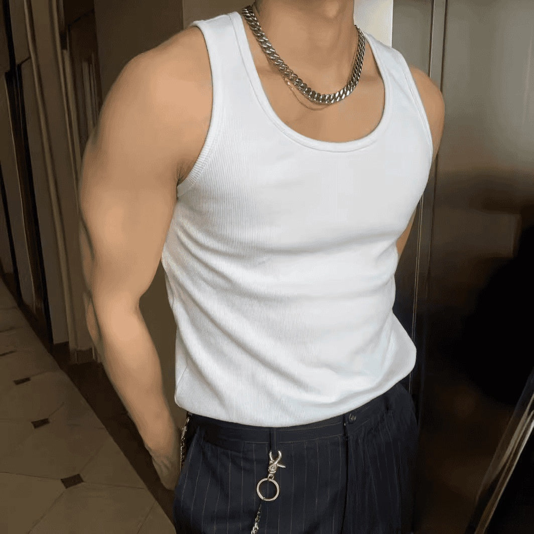 Heavy-Duty Ribbed Cotton Fitness Tank Top