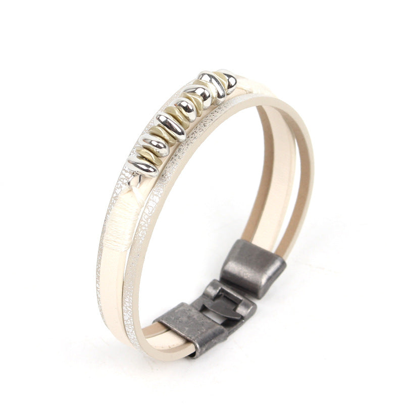 Multi-Layer Leather Bracelet Unisex Hand-Woven Geometric Jewelry