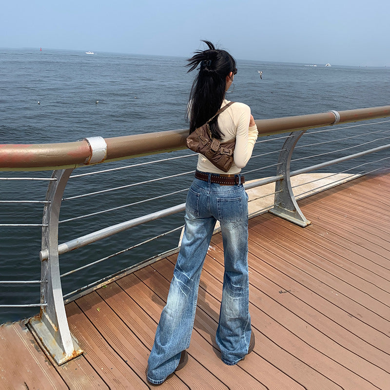 Retro Low-Waisted Bootcut Jeans for Women