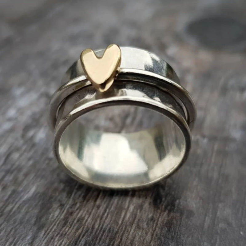Geometric Heart Rotatable Copper Ring