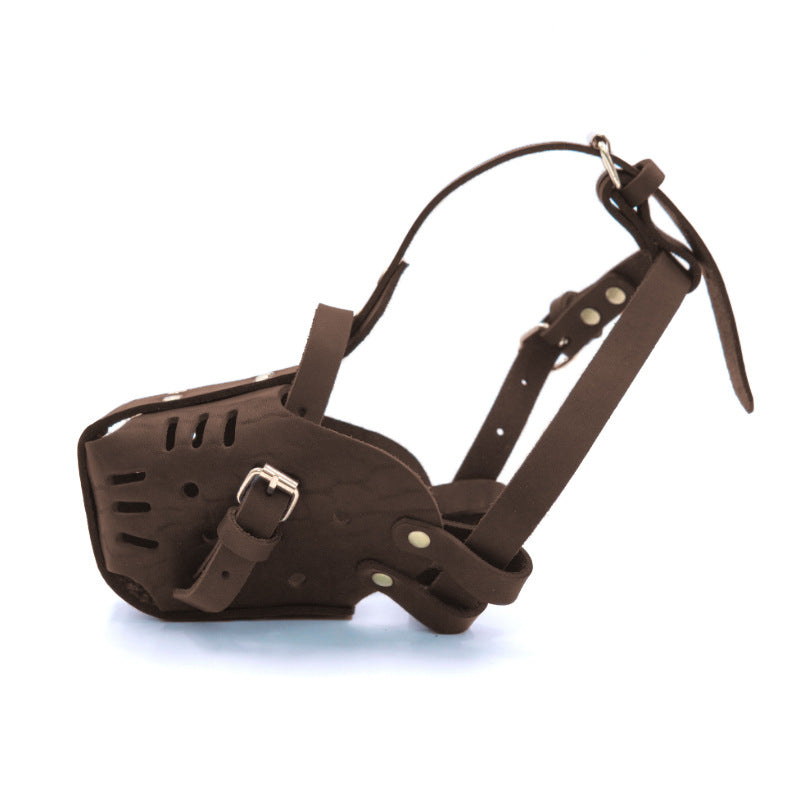 Dog muzzle, mouth guard to prevent biting, barking, and indiscriminate eating.