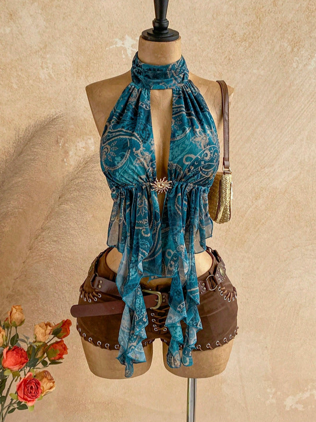 Halter Neck Leopard Print Camisole