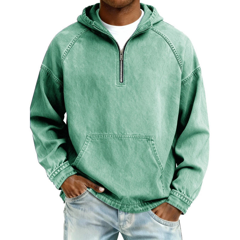 Men's Retro Half-Zip Hooded Sweatshirt