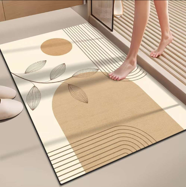 Japanese-style simple shower room door, absorbent floor mat household entrance, entrance cat floor mat solid color bathroom door mat