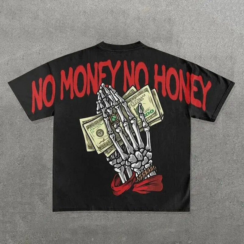 Oversized Skull Print Cotton T-Shirt