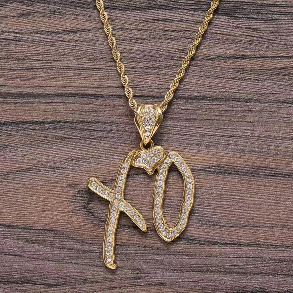 Letter Pendant Necklace with Vintage Chain