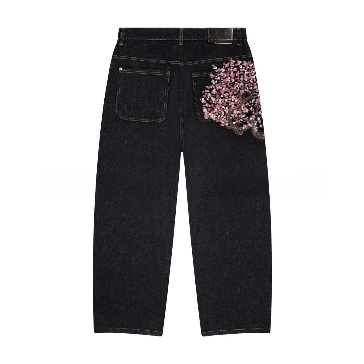 Retro Floral Embroidered Unisex Jeans