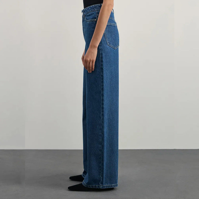 Meikeduo/Tiktok High-Quality Cross-Border Clothing Popular Elastic Wide-Leg Jeans for Women Export European and American Clothing