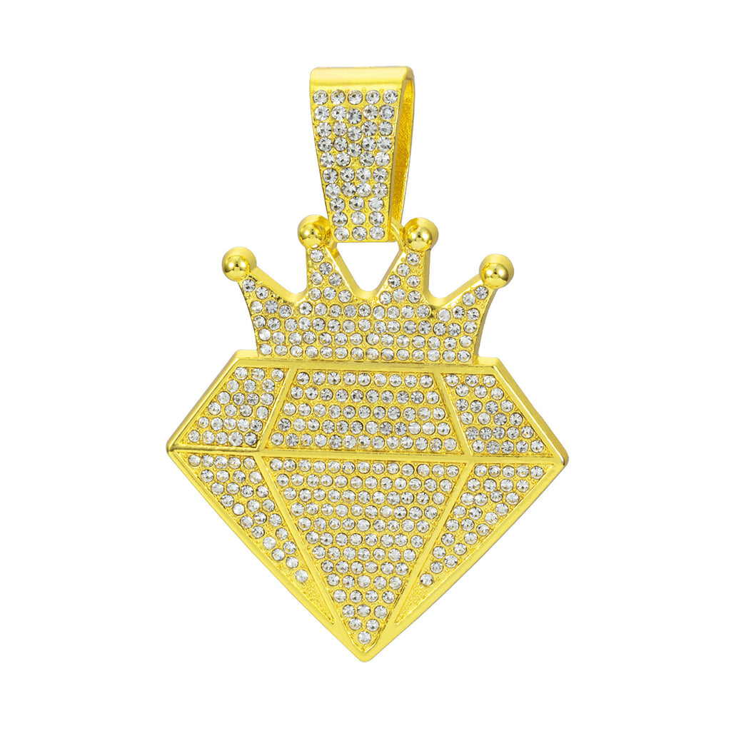alloy diamond studded crown diamond Cuban necklace pendant