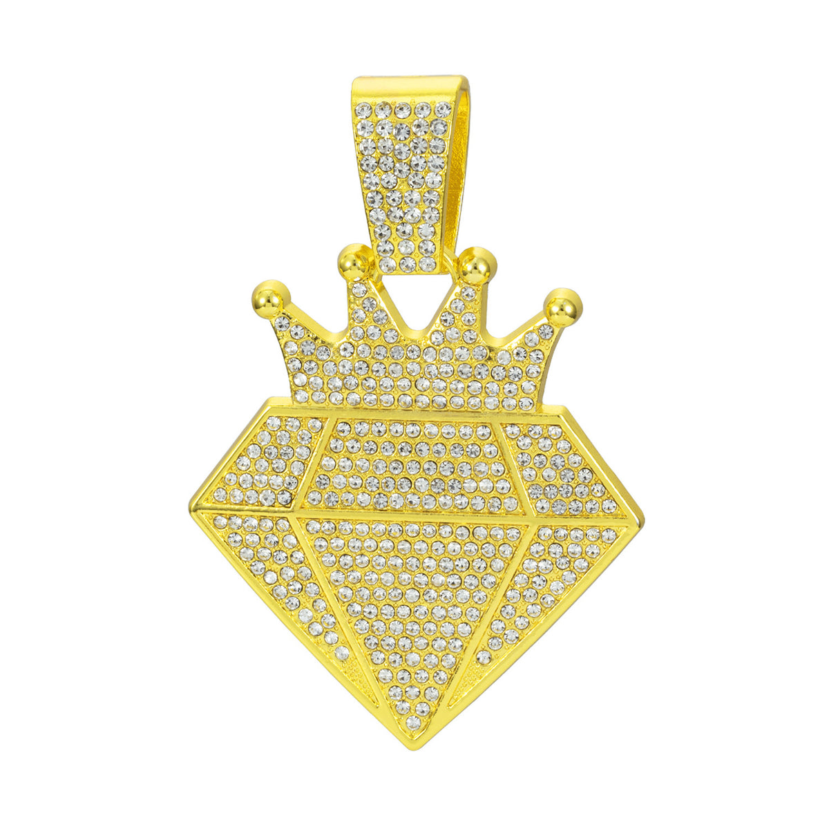 alloy diamond studded crown diamond Cuban necklace pendant