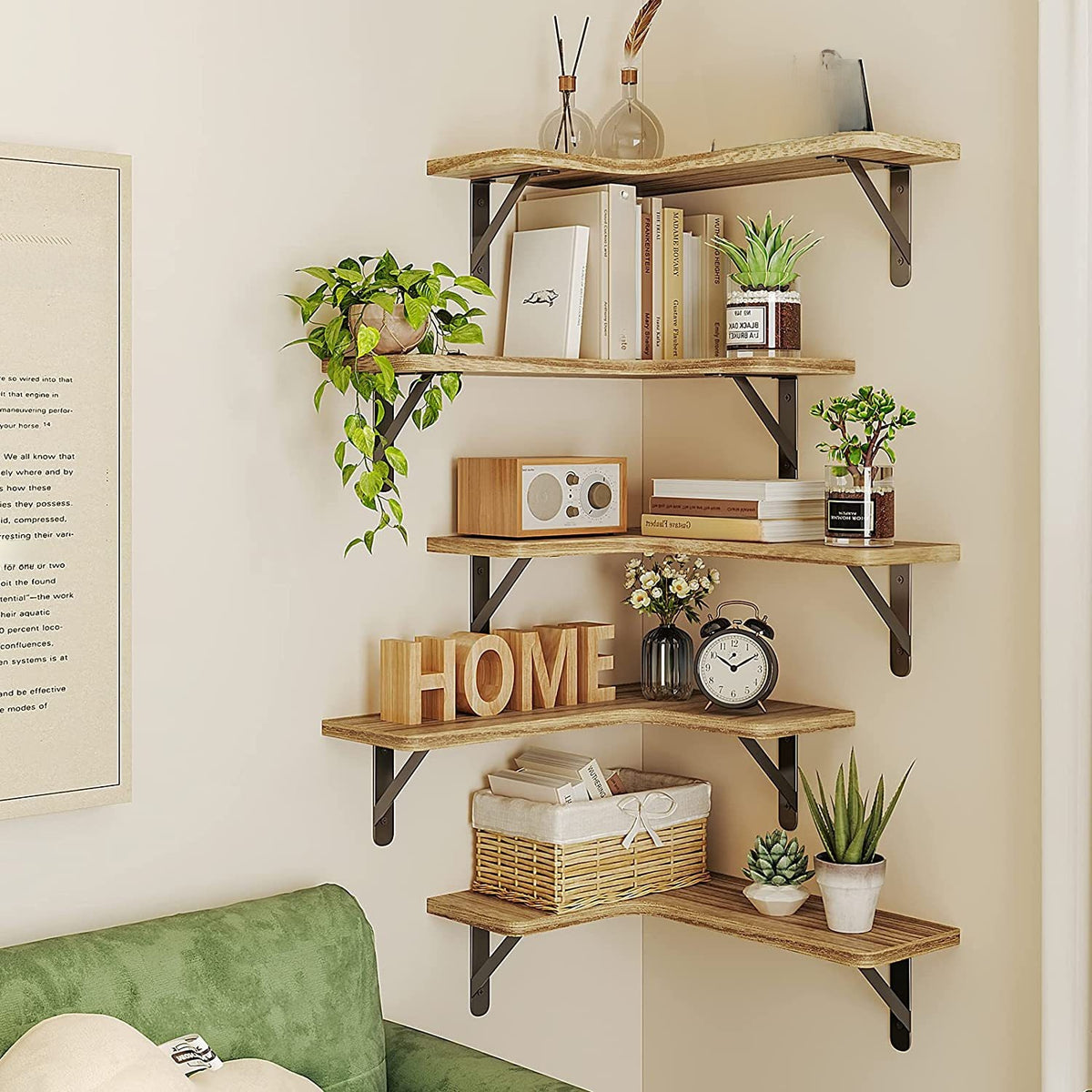 Floating Wood Shelf Wall Mounted Storage Rack